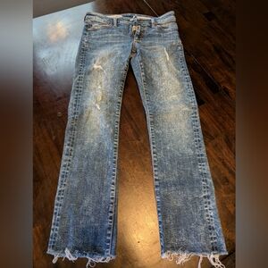 Pilcro and the Letterpress Women's 26 Distressed Acid Wash Jeans w/ Raw Hem